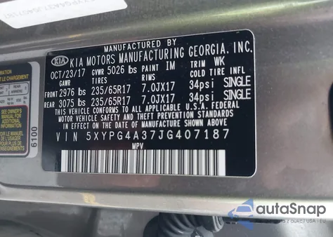 2018 Kia Sorento Lx z USA, uszkodzony, nr VIN 5XYPG4A37JG407187